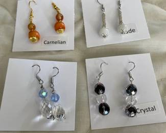 HHC531 - Myrna Lee Chang Carnelian, Crystal, & Jade Earrings
