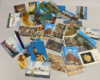 HHC156 - Mystery Lot of Vintage Postcards - Hawaii & the Continent, Glass Swizzle Sticks & More
