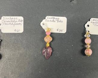 HHC454 3 Myrna Lee Chang Pendants: Vintage Lucite, Agate, And Carnelian Pendants