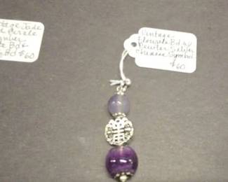 HHC428 Three Vintage Myrna Lee Chang Pendants With Natural Stone Beads