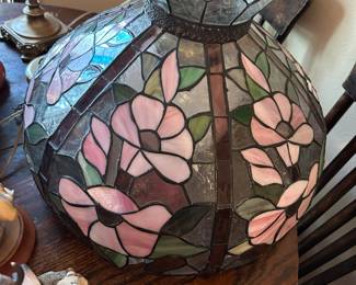 1970’s Tiffany Style Stained Glass Hanging Shade 20”dia x 13”h $105
