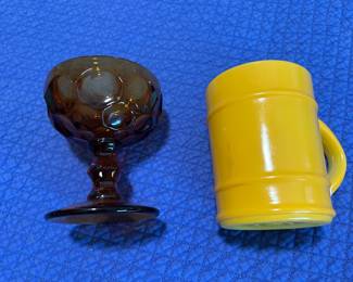 Amber Sherbet $4.50 ea (eight available)
Vintage Yellow Mug $7.50 ea (four available)