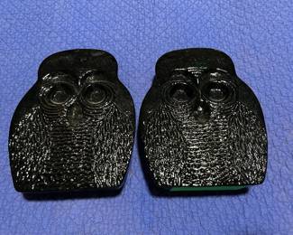 BLENKO Owl Book Ends Green $165