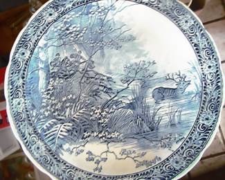 Large Delph wall plate. About 12 inches high