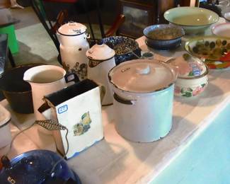 porcelain and metal collectibles.