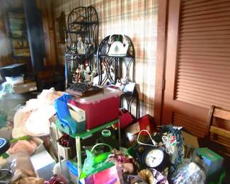 This is a wall of Christmas that is being sorted, Lots of neat Christmas items. These will be sorted and displayed.