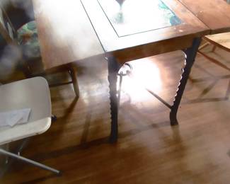 Walnut Barley twist dropleaf dining table.