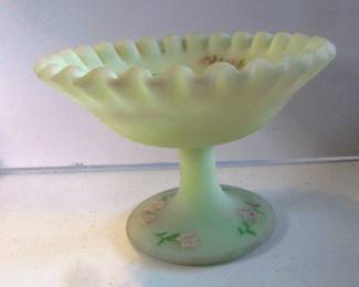 Fluted hand painted Fenton compote, one of numerous Fenton items.