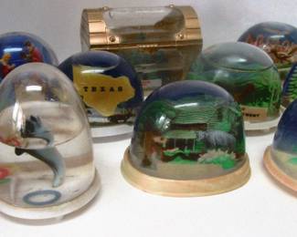 Plastic Snow Globes from the 1960's, each sold separate. 