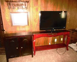 Furniture and large screen television.