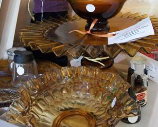 Fluted Hand Blown Amber Glass