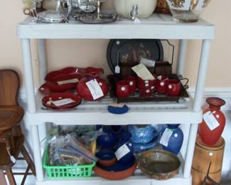 Cinnabarr Baker along with various stoneware