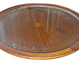 Vintage Inlaid Wood Lazy Susan