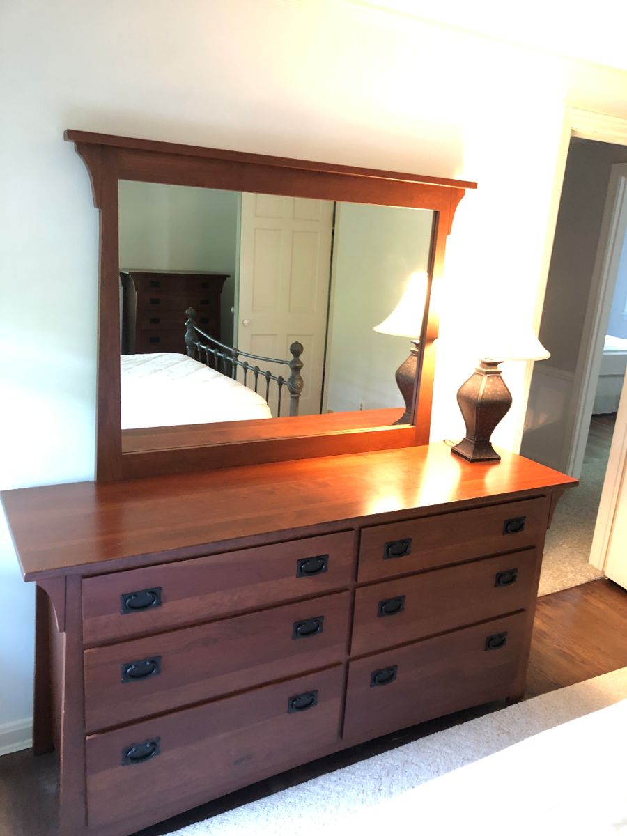 Very finely crafted & dovetailed cherry wood Arts & Crafts Mission Style dresser