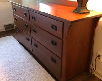 Very finely crafted & dovetailed cherry wood Arts & Crafts Mission Style dresser