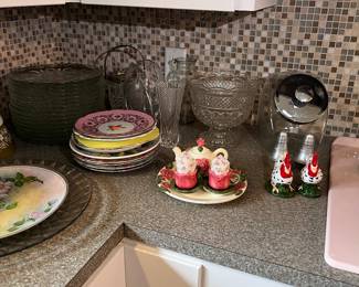 Vintage plates, dishes and child’s tea play set. 