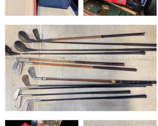 Vintage Wood Shaft Golf Clubs, Indoor Putting Mat More