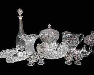 Crystal Glass Pieces Decanter, Compotes, Candy Dishes More