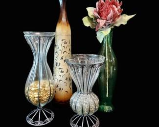 Tall Green Glass Vase Made In Spain Other Decorative Vases