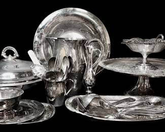 Silver Plated Pitchers, Flatware, Serving Pieces And More