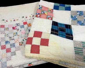 Two Vintage Floral Patchwork Quilts