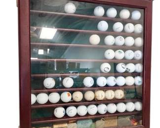 Golf Ball Display Cabinet With Golf Balls Vintage Tins