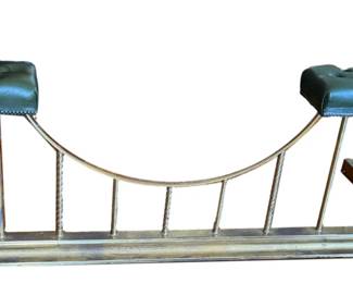 Leather and Brass Fireplace Bench