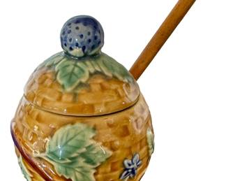 Majolica Honey Pot