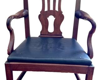 Antique American Chair with Leather Seat