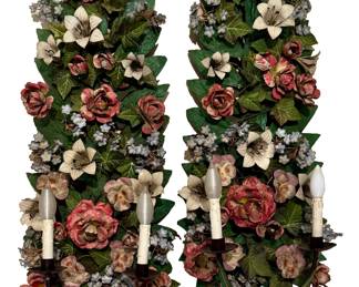 Incredible Palm Beach Regency Tole Sconces