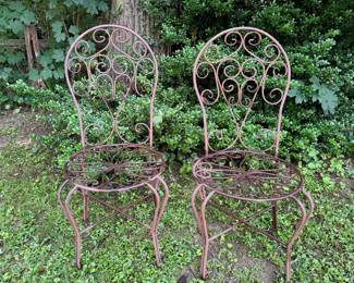 1 Pair of 2 of French Iron Garden Chairs