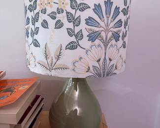 Small green lamp with floral shade