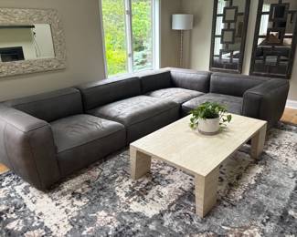 Arhaus leather sectional sofa
