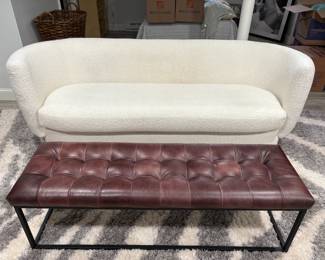Faux leather bench with black base purchased in 2022 from Amazon for $250. Excellent condition, no signs of wear.