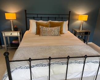 Pier 1 mirrored nightstands (2)
Purchased in 2017 for $350/ea. One nightstand has two small drill holes on the bottom shelf but easily covered up by whatever you put on the shelf.