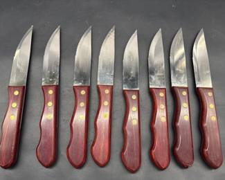 8-Tramontina Wood Handled Steak Knive Set