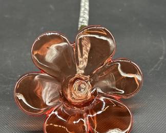 Waterford Crystal Coral Pansy Sculpture with Box