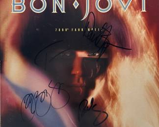 Bon Jovi Signed Record Album Cover w/ Vinyl Album