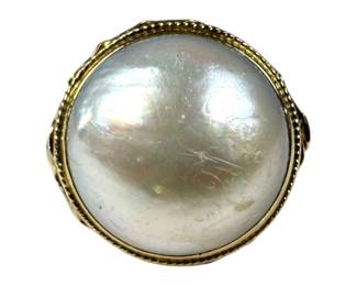 14kt Yellow Gold Half Pearl Ring