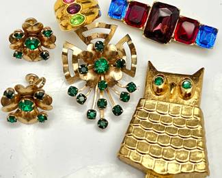Lot #193 -Vintage Jewelry Lot with Decorative Dish and Lid