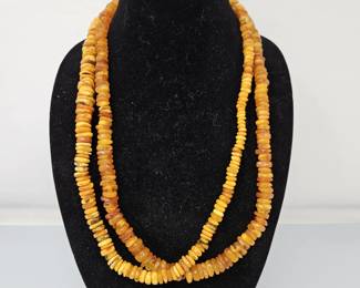 Set of Two 25" Baltic Amber Beaded Necklaces (No Clasp)