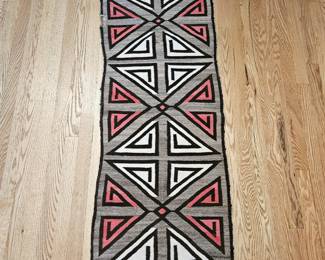 Vintage Hand Woven Navajo Wool Rug "Eye Dazzler" Pattern 21" x 54" - See Photos for description