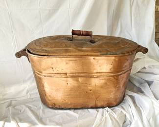 Antique Extra-Large Copper Pot with Lid- Great for Storage!