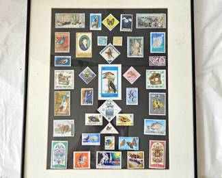 Old Framed Stamp Collection for Display. - 16.5" x 20" Framed