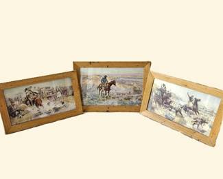 Three Charlie M. Russell Framed Prints - Western Art