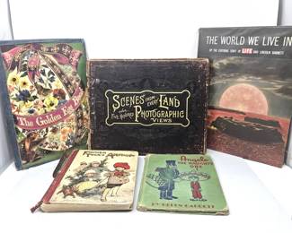 Assorted Vintage & Antique Books Including 1893 "Scenes From Every Land" Photos around the world