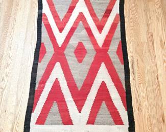 Handwoven Wool Navajo Rug from the early to mid-20th century - Repairs Seen
