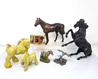 Animal Figurine Lot - Horses, Bear, Bird, & Zebra