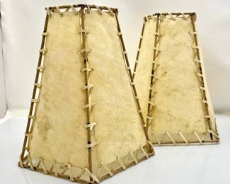 Vintage Handcrafted Set of Two Rawhide Lampshades 10”
