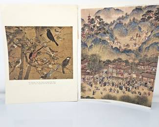 Pages From a Book w/ Lithographic Prints Attached to the Pages of Chinese Artwork from the 11th & 12th Centuries